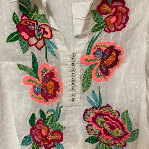 Embroidered Beaded Floral Tunic - Picture 3 of 6